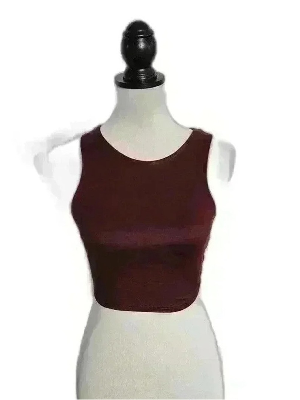 Sleeveless Maroon Crop Tank Top